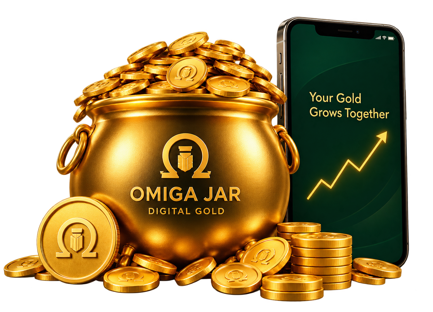Gold coins and gold jar